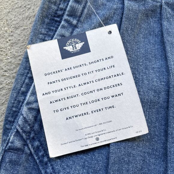 Deadstock 90s Dockers Jeans Mens 29x32 Pleated Denim Levis Cargo Tapered Vintage - Picture 5 of 11